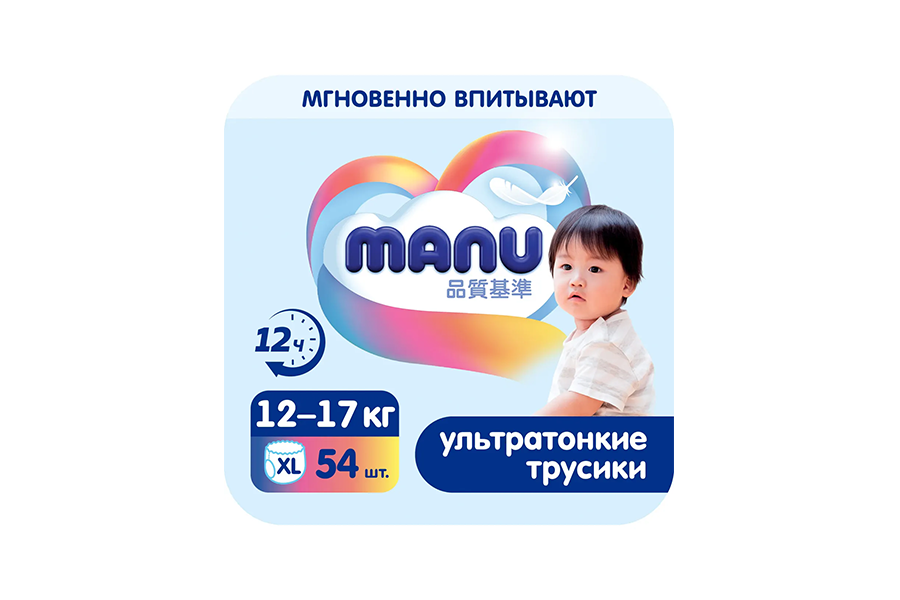 Трусики MANU ультратонкие XL (12-17 кг) 54 шт.